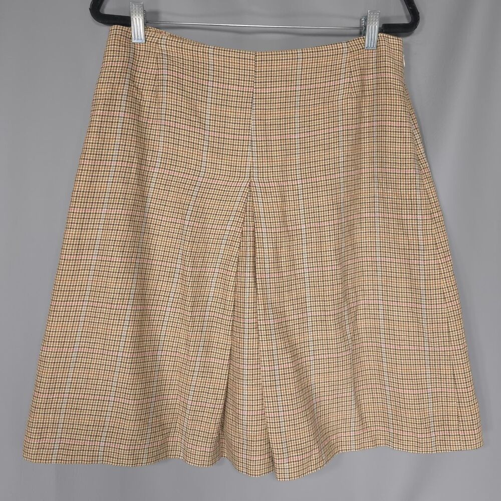 BROOKS BROTHERS 1818 Women’s Skirt 12 Wool Linen Houndstooth Check ITALY MADE